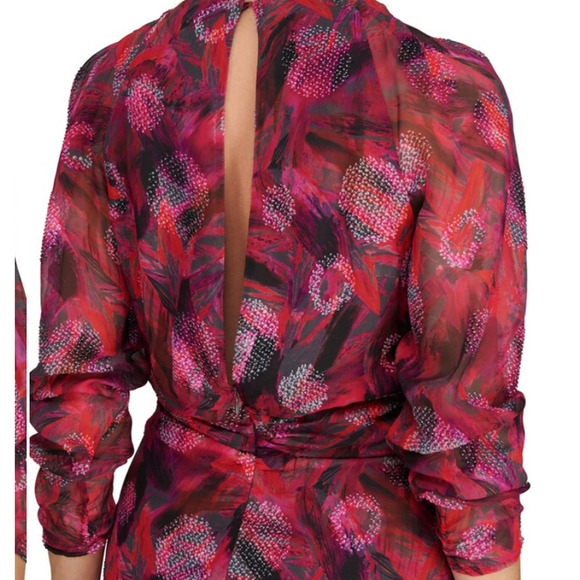 IRO Pascalina Textured Ruched Dress Size 38 US 8 Silk Blend Pink - Picture 7 of 13